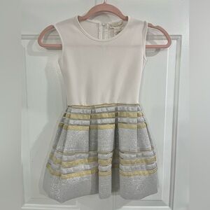 Elegant White and Gold Kids Dress